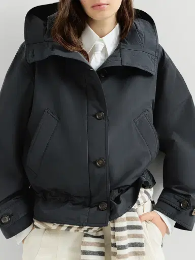 Brunello Cucinelli Women's Techno Cotton Taffeta Outerwear Jacket | Thumbnail 5 Brunello Cucinelli Women's Techno Cotton Taffeta Outerwear Jacket | Thumbnail 5