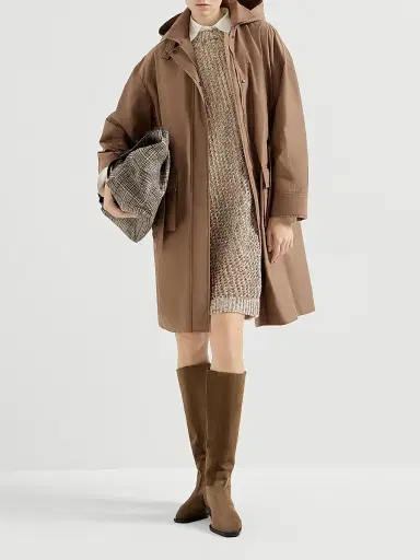 Brunello Cucinelli Women's Dazzling Chiné Net Knit Dress in Silk and Linen - Rope - Size XXXL | Thumbnail 6 Brunello Cucinelli Women's Dazzling Chiné Net Knit Dress in Silk and Linen - Rope - Size XXXL | Thumbnail 6