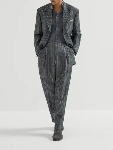 Brunello Cucinelli Men's Garment Dyed Easy Fit Shirt in Cotton Twill - Anthracite - Size XXXXL | Thumbnail 6 Brunello Cucinelli Men's Garment Dyed Easy Fit Shirt in Cotton Twill - Anthracite - Size XXXXL | Thumbnail 6