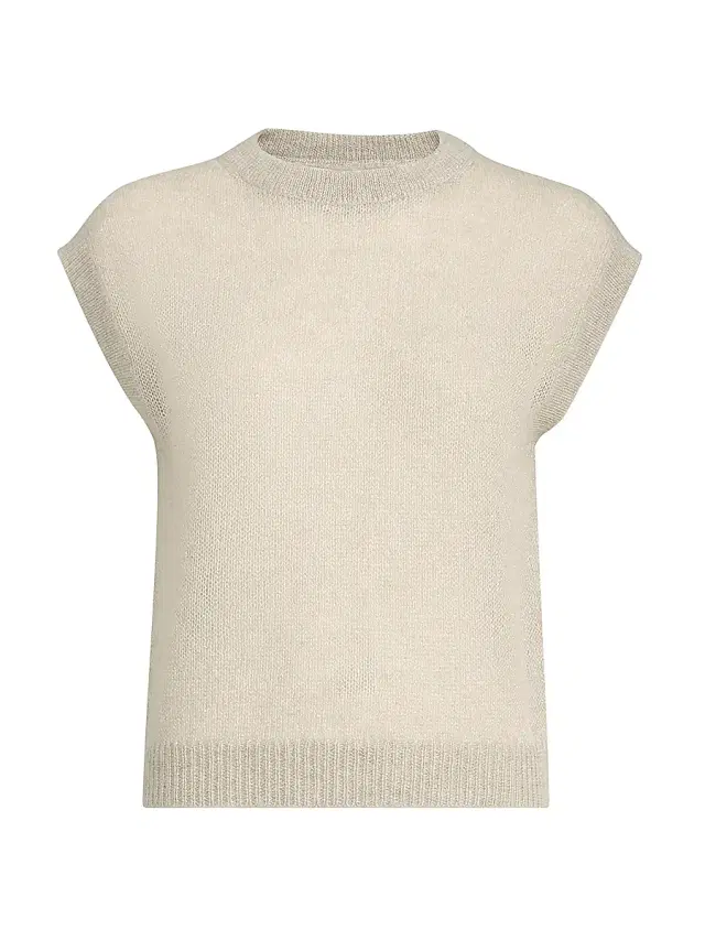 Brunello Cucinelli Women's Sparkling Mohair and Wool Knit T-Shirt with Monili -
