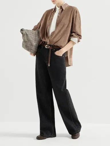 Brunello Cucinelli Women's Fluid Corduroy Shirt with Monili - Espresso - Size XXXL | Thumbnail 6 Brunello Cucinelli Women's Fluid Corduroy Shirt with Monili - Espresso - Size XXXL | Thumbnail 6