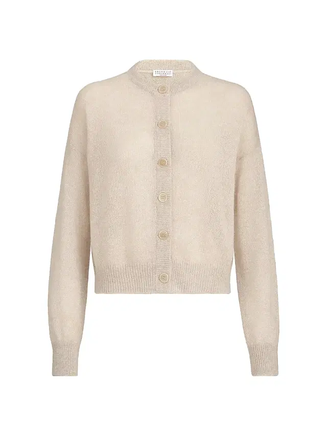 Brunello Cucinelli Women's Sparkling Mohair and Wool Cardigan with Monili -