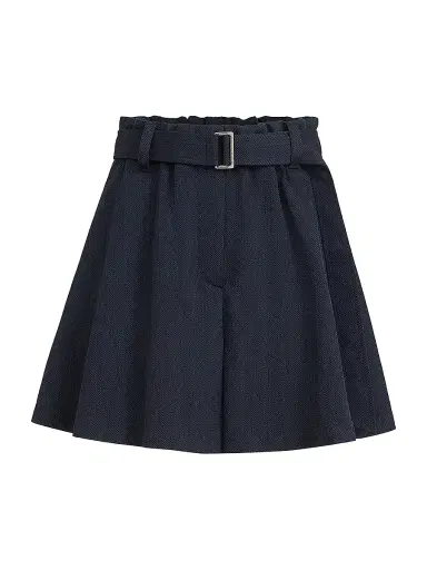 Brunello Cucinelli Women's Virgin Wool Crêpe Chevron Skirt Pants with Monili | Thumbnail 1