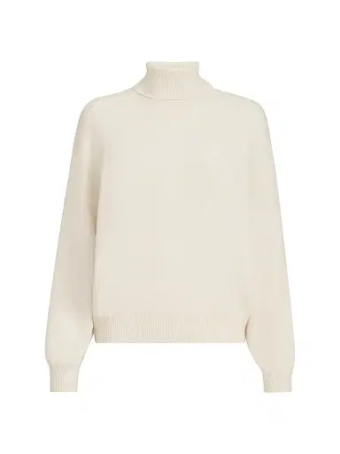 Brunello Cucinelli Women's Cashmere Turtleneck Sweater with Monili - Butter - Size Medium | Thumbnail 1