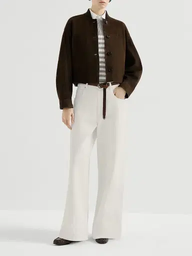 Brunello Cucinelli Women's Sparkling Cotton Striped English Rib Sweater - Silver - Size XXXL | Thumbnail 6