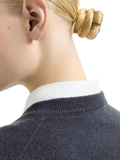 Brunello Cucinelli Women's Cashmere Sweater Vest with Monili - Blue | Thumbnail 4