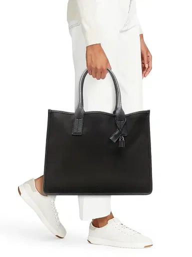 Tom Ford Men's Canvas & Leather East-West Tote Bag - Black | Thumbnail 2