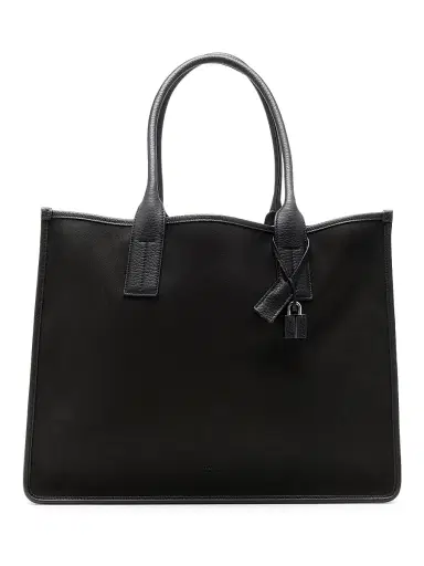 Tom Ford Men's Canvas & Leather East-West Tote Bag - Black | Thumbnail 1