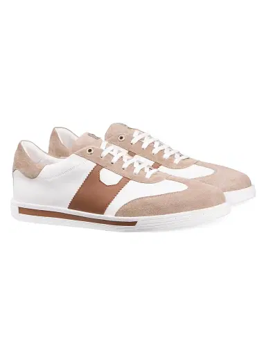 Stefano Ricci Men's Suede and Calfskin Leather Sneakers - White Brown - Size 10.5 | Thumbnail 2