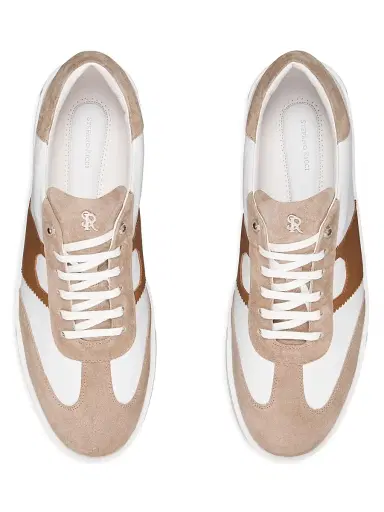 Stefano Ricci Men's Suede and Calfskin Leather Sneakers - White Brown - Size 10.5 | Thumbnail 4