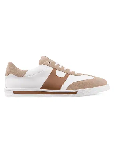 Stefano Ricci Men's Suede and Calfskin Leather Sneakers - White Brown - Size 10.5 | Thumbnail 1