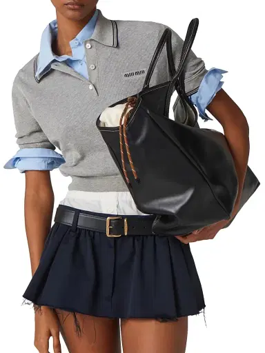Miu Miu Women's Cotton Jersey Polo Shirt - Grey - Size 2 | Thumbnail 2