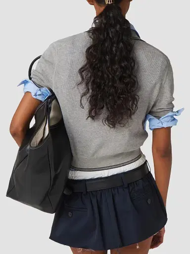 Miu Miu Women's Cotton Jersey Polo Shirt - Grey - Size 2 | Thumbnail 4