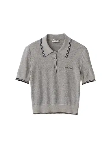 Miu Miu Women's Cotton Jersey Polo Shirt - Grey - Size 2 | Thumbnail 1