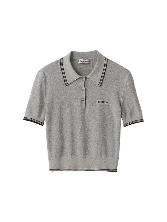 Miu Miu Women's Cotton Jersey Polo Shirt - Grey