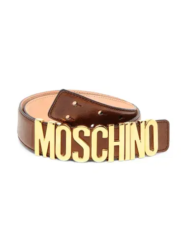 MOSCHINO Men's Logo Hardware Leather Belt - Chocolate - Size 46 | Thumbnail 1 MOSCHINO Men's Logo Hardware Leather Belt - Chocolate - Size 46 | Thumbnail 1