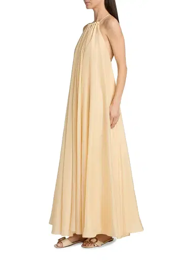 Zimmermann Women's Aster Gathered Bead Silk Maxi Dress - Cream | Thumbnail 4