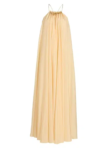 Zimmermann Women's Aster Gathered Bead Silk Maxi Dress - Cream | Thumbnail 1