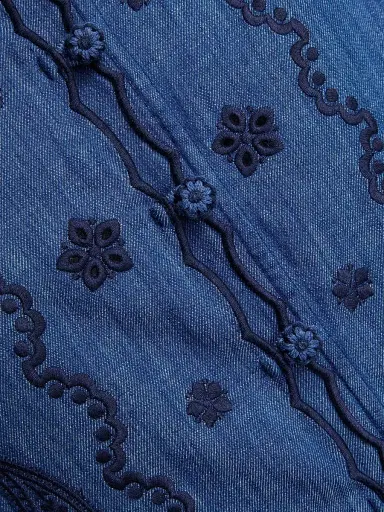 Zimmermann Women's Aster Embroidered Denim Shirt - Railway Blue - Size 10 | Thumbnail 8
