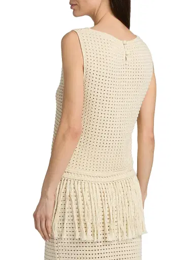 Zimmermann Women's Indra Crochet Fringe Cotton Tank - Cream | Thumbnail 5