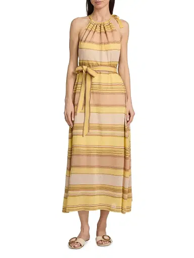 Zimmermann Women's Indra Striped Sleeveless Midi Dress | Thumbnail 3 Zimmermann Women's Indra Striped Sleeveless Midi Dress | Thumbnail 3