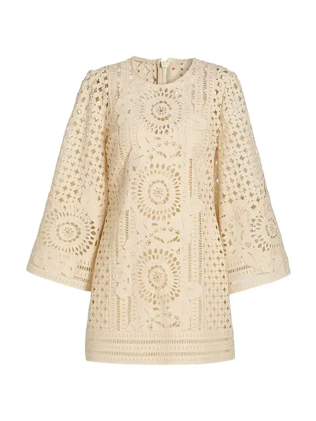 Zimmermann Women's Indra Embroidered Lace Minidress - Tea