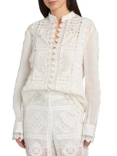 Zimmermann Women's Aster Embroidered Blouse - | Thumbnail 3