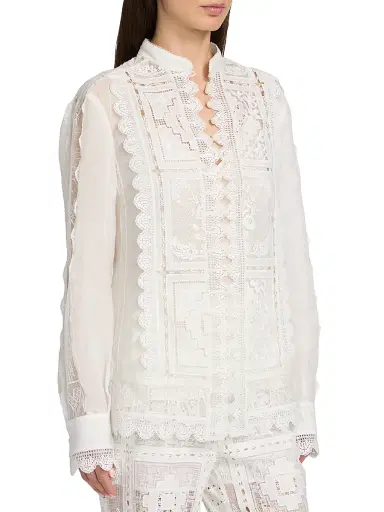 Zimmermann Women's Aster Embroidered Blouse - | Thumbnail 4