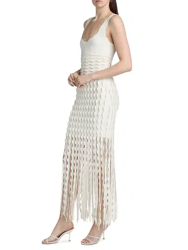 Simkhai Women's Brionne Scalloped Knit Midi-Dress - Ivory - Size XS | Thumbnail 4
