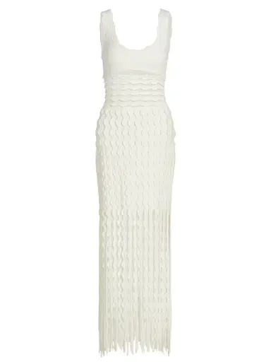 Simkhai Women's Brionne Scalloped Knit Midi-Dress - Ivory - Size XS | Thumbnail 1