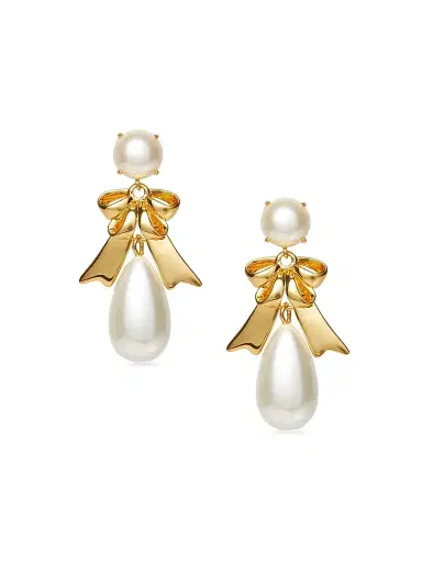 Lele Sadoughi Women's Imitation Pearl Bow Earrings - Pearl | Thumbnail 1 Lele Sadoughi Women's Imitation Pearl Bow Earrings - Pearl | Thumbnail 1