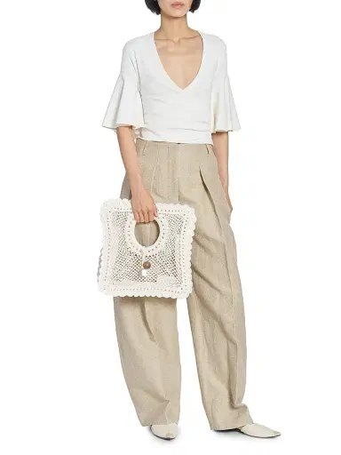 Jacquemus Women's Spiaggia Square Raffia Bag - White | Thumbnail 2 Jacquemus Women's Spiaggia Square Raffia Bag - White | Thumbnail 2