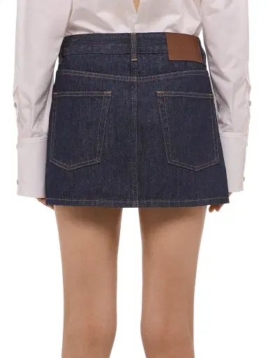 Helmut Lang Women's Welt Pocket Topstitch Denim Miniskirt - Rinsed Indigo - Size 30 | Thumbnail 5