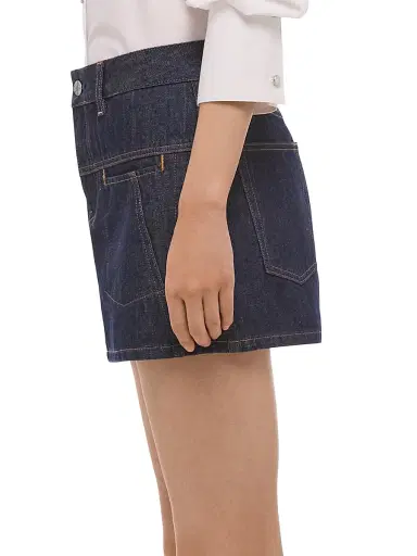 Helmut Lang Women's Welt Pocket Topstitch Denim Miniskirt - Rinsed Indigo - Size 30 | Thumbnail 6