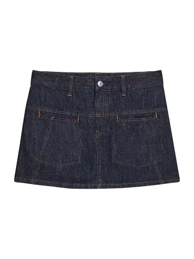 Helmut Lang Women's Welt Pocket Topstitch Denim Miniskirt - Rinsed Indigo - Size 30 | Thumbnail 1