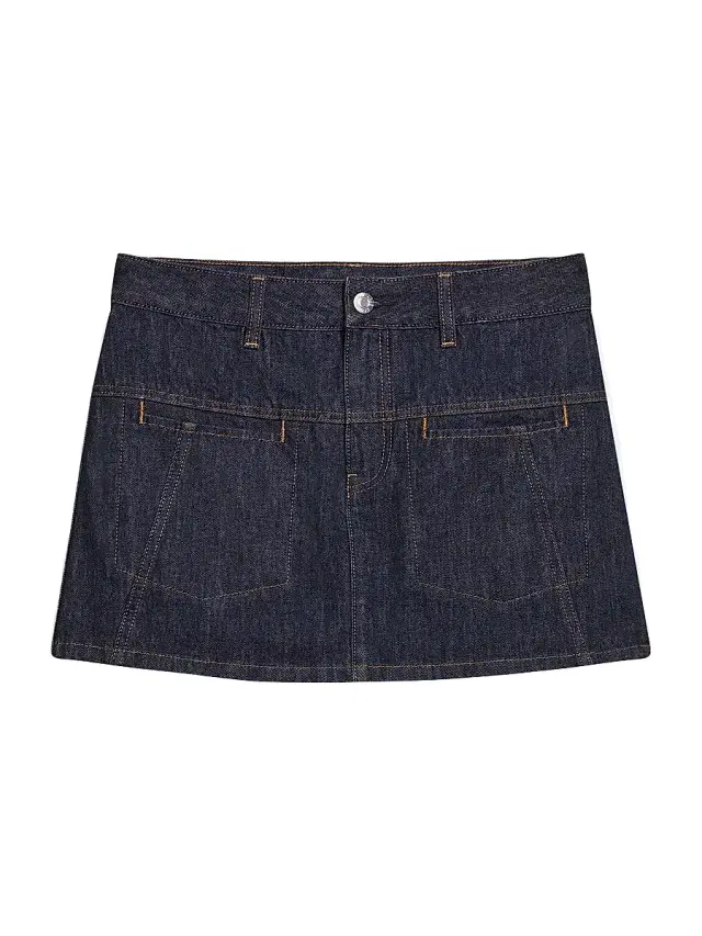 Helmut Lang Women's Welt Pocket Topstitch Denim Miniskirt - Rinsed Indigo