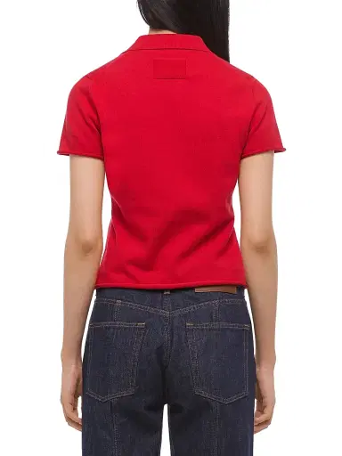 Helmut Lang Women's Cotton Knit Shrunken Polo Sweater | Thumbnail 5 Helmut Lang Women's Cotton Knit Shrunken Polo Sweater | Thumbnail 5