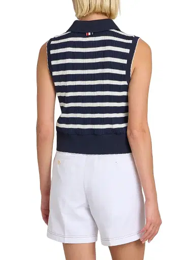 Thom Browne Women's Stripe Cotton Sleeveless Top - Navy White - Size 6 | Thumbnail 5 Thom Browne Women's Stripe Cotton Sleeveless Top - Navy White - Size 6 | Thumbnail 5