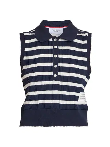 Thom Browne Women's Stripe Cotton Sleeveless Top | Thumbnail 1
