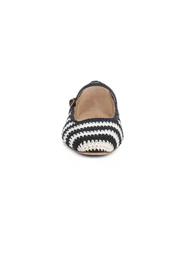 Veronica Beard Women's Ellie Striped Crochet Leather Mary Janes - Navy Ecru - Size 11 | Thumbnail 5