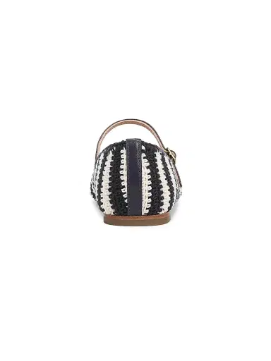Veronica Beard Women's Ellie Striped Crochet Leather Mary Janes - Navy Ecru - Size 11 | Thumbnail 6