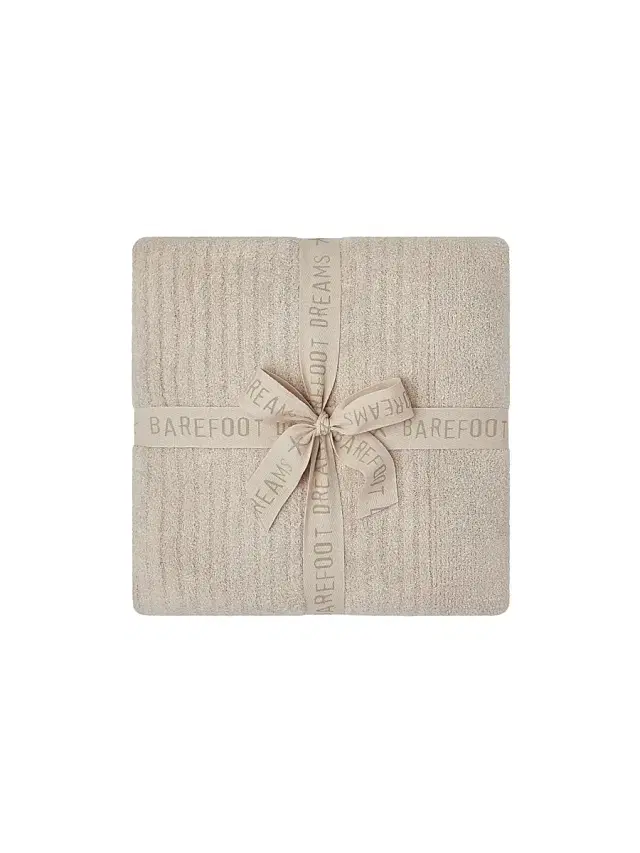 Barefoot Dreams CozyChic Lite Rib-Knit Throw Blanket - Stone