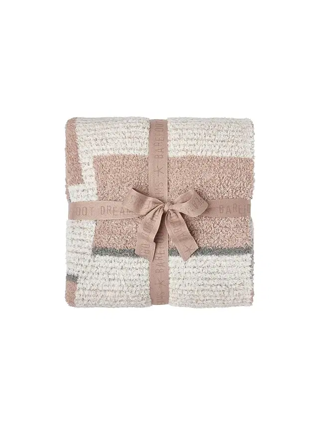 Barefoot Dreams CozyChic Playa Checkered Cotton-Blend Throw Blanket - Cream Multi