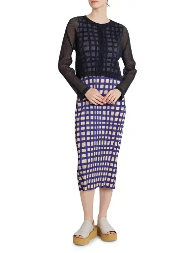 Pleats Please Issey Miyake Women's Tatami April Open-Knit Cardigan - Black | Thumbnail 2