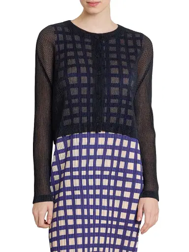 Pleats Please Issey Miyake Women's Tatami April Open-Knit Cardigan - Black | Thumbnail 3