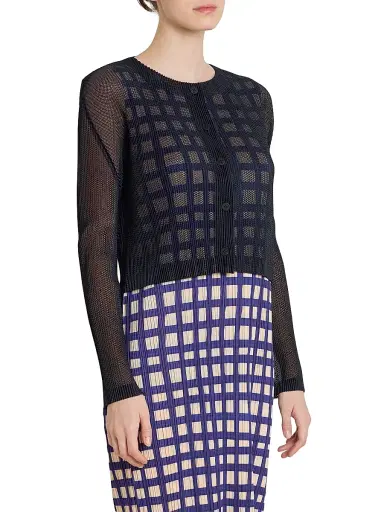 Pleats Please Issey Miyake Women's Tatami April Open-Knit Cardigan - Black | Thumbnail 4