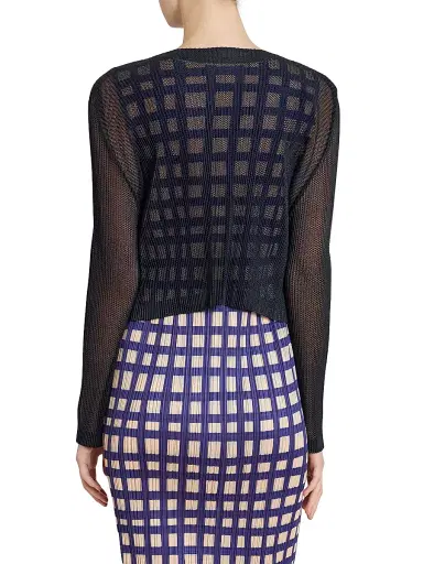 Pleats Please Issey Miyake Women's Tatami April Open-Knit Cardigan - Black | Thumbnail 5