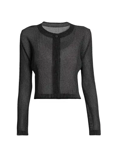 Pleats Please Issey Miyake Women's Tatami April Open-Knit Cardigan - Black | Thumbnail 1