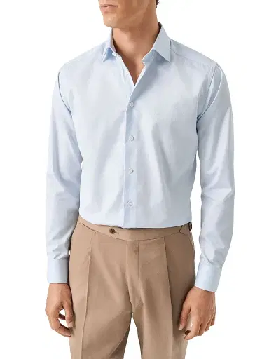 Eton Men's Contemporary-Fit Textured Elevated Piqué Shirt - Blue - Size 18 | Thumbnail 3 Eton Men's Contemporary-Fit Textured Elevated Piqué Shirt - Blue - Size 18 | Thumbnail 3