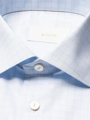 Eton Men's Elevated Check Contemporary-Fit Cotton Shirt - Blue - Size 18 | Thumbnail 3 Eton Men's Elevated Check Contemporary-Fit Cotton Shirt - Blue - Size 18 | Thumbnail 3